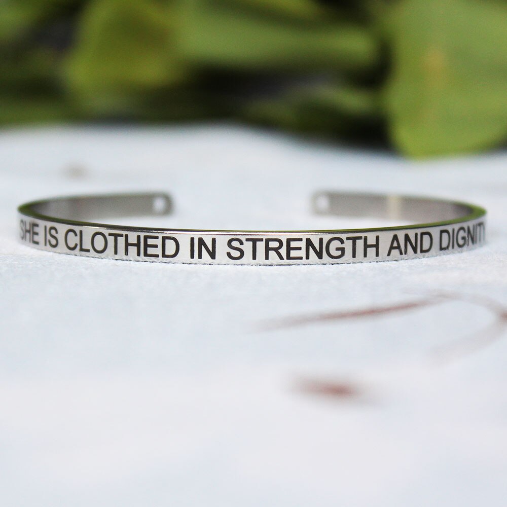 Stainless Steel Engraved Message Bracelet Positive Inspirational Letter Bracelet & Bangle For Women SL-150: P