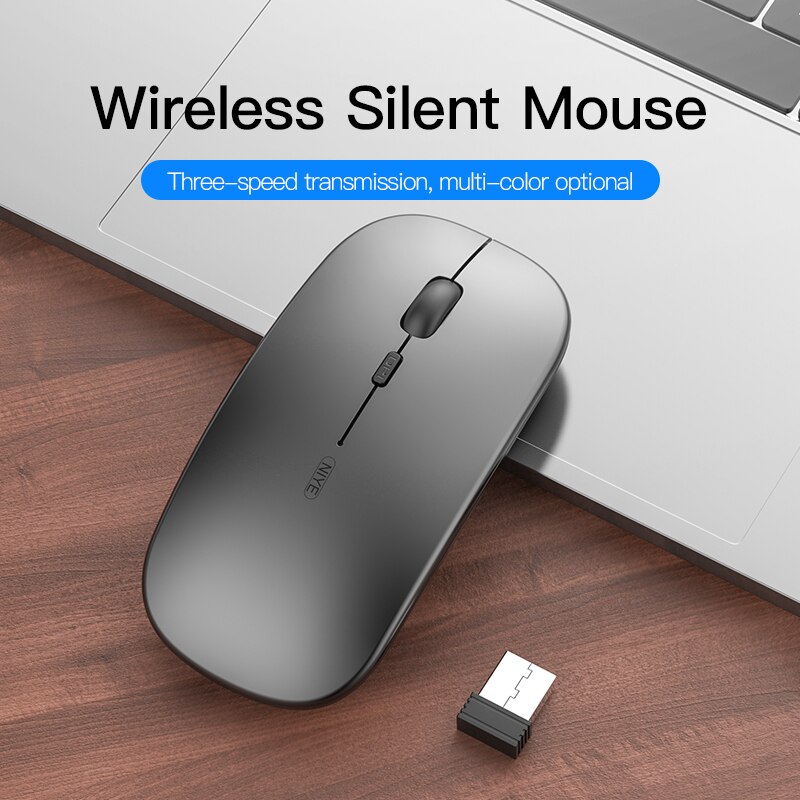 Niye Bluetooth Pink Mouse Wireless Computer Mice 2.4GHz USB Adapter DPI Rechargeable Home Desktop Laptop Mouse Ergonomic Mouses