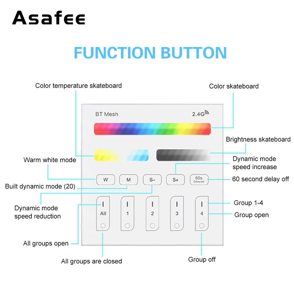 Bluetooth berøringsbryter hvit krystallglass panel led dimmer bt mesh smart berøringspanel fjernkontroll for smart hjem