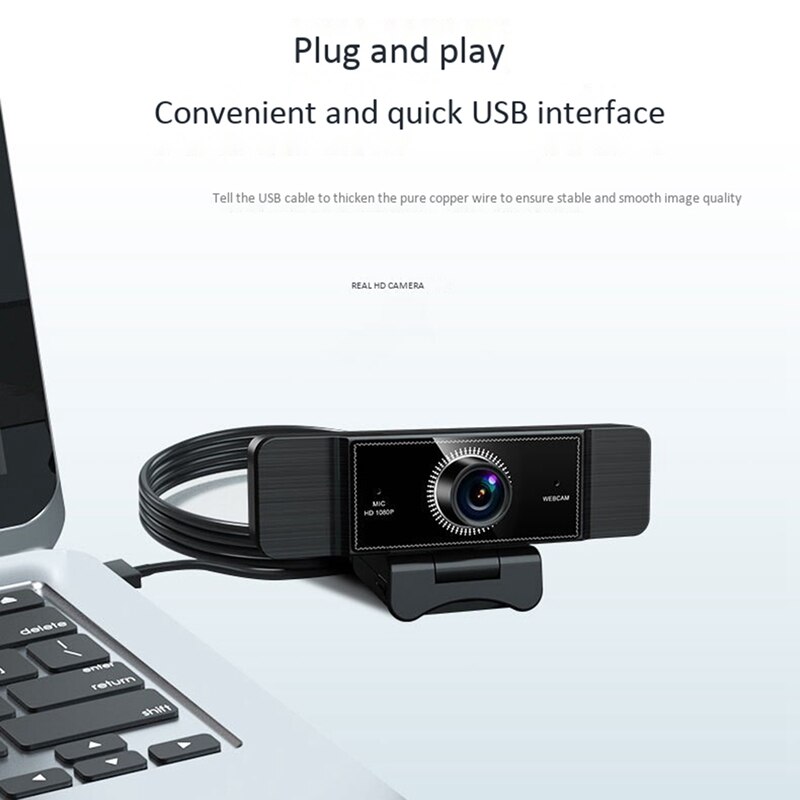 Webcam USB2.0 Computer Camera FHD 1080P Fixed Focus Noise Reduction Mic Camera 2MP Support Laptop Desktop Computer