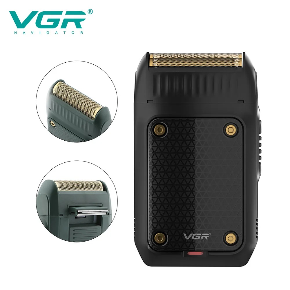VGR Barbeador Recarregável Profissional Máquina Barbear Elétrico Barbeador Portátil Reciprocando Alumínio Frustrar Barbeadores para homens V-353