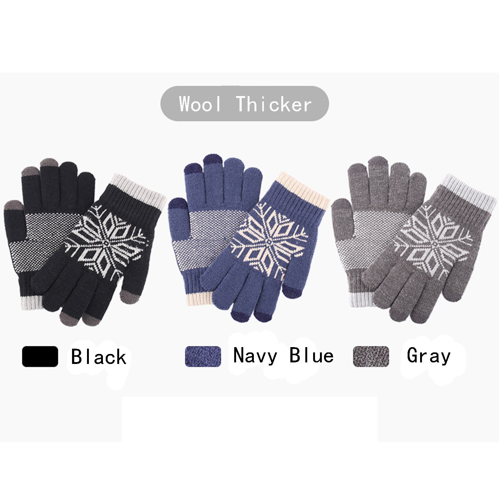 Unisex Female Winter Warm Knitted Full Finger Gloves Men Woolen Touch Screen Mittens Women Thick Warm Cycling Driving Gloves