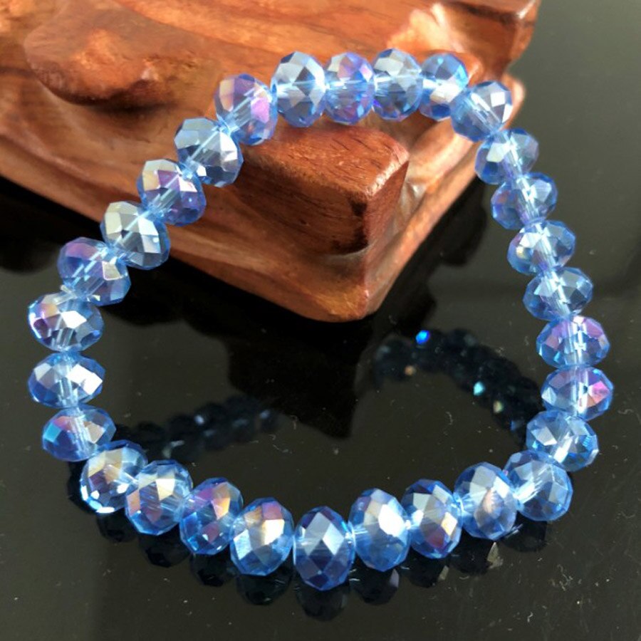 Charme Handgemachte frauen 8mm Strass Glas Kristall Perlen Runde Perlen strecken-Armbinde Femme Armreif Armbänder Mädchen wickeln Schmuck: HT8M10 8mm Blau