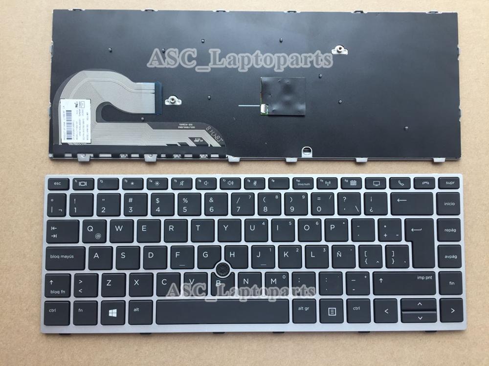 Latin Spanish Teclado Toetsenbord Voor Hp Elitebook 840 G5 846 G5 745 G5 Laptop, Geen Backlit, zilveren Frame Zwart, Met Pointer