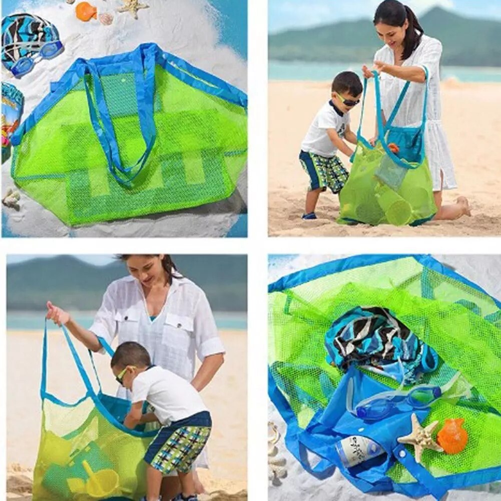 Draagbare Mesh Bag Kids Strand Speelgoed Kleding Handdoek Pakket Grote String Tas Shell Zand Graven Tool Kit Voor Chlidren