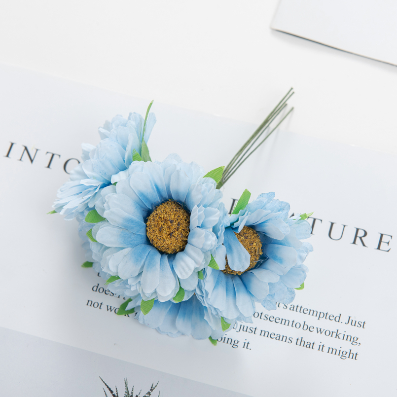 Kunstige blomster festival hjemdekorasjoner rom bryllup dekorativ krans silke tusenfryd gerbera gjør-det-selv-eske utklippsbok bil: Xs / Blå