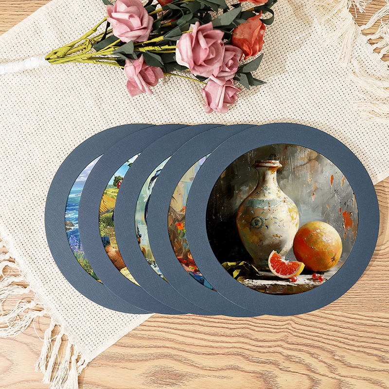 5 stücke runde Karton Bilderrahmen Kombination Foto Zauberstab Montage-Papiers ch neiden, Foto Ausstellung Rahmen Heimat Dekoration: Blau