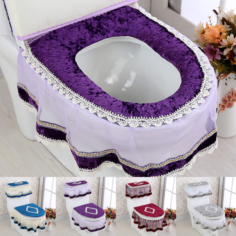 3 Teile/satz Gold Samt Spitze Wc Sitz Abdeckung einstellen Toiletten U-Förmigen Mantel Hause Badezimmer Toiletten matt Panzer Abdeckung wc Abdeckung setzt