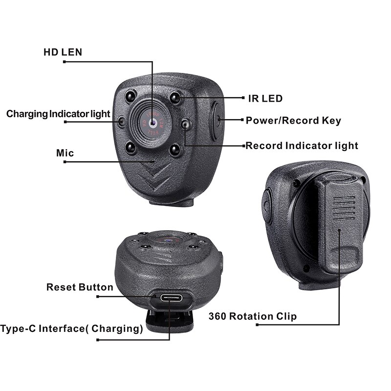 1080P Mini Camera IR Night-Vision Digital Police Camera Mini DV Video Camera DVR 32GB Mini DV Recorder