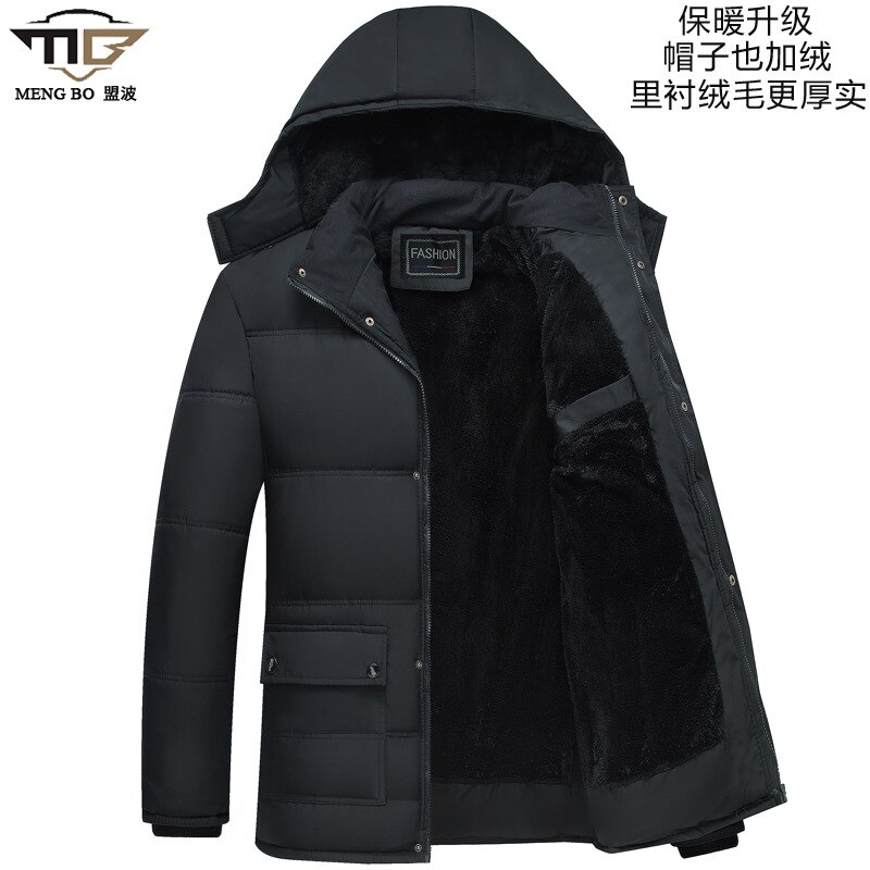 Negizber winter parka jassen heren dikke wollen heren parka jas effen zakken capuchon warme jas heren: 5xl