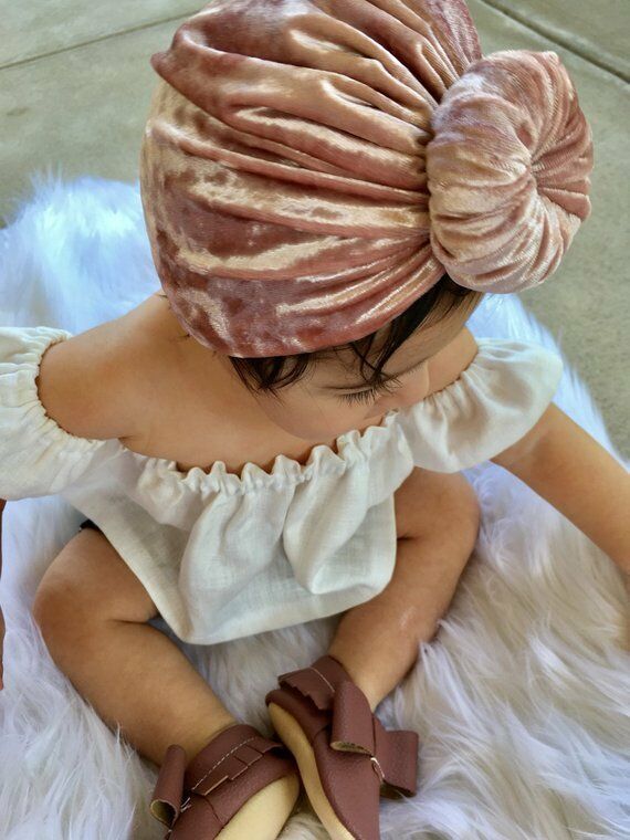 Småbørn piger børn baby fløjl donut hat stor sløjfe hårbånd pandebånd stretch turban knude hoved wrap