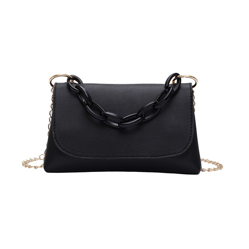 Dames schoudertassen effen kleur leren kleine handtassen dames klassieke crossbody schoudertas: Zwart