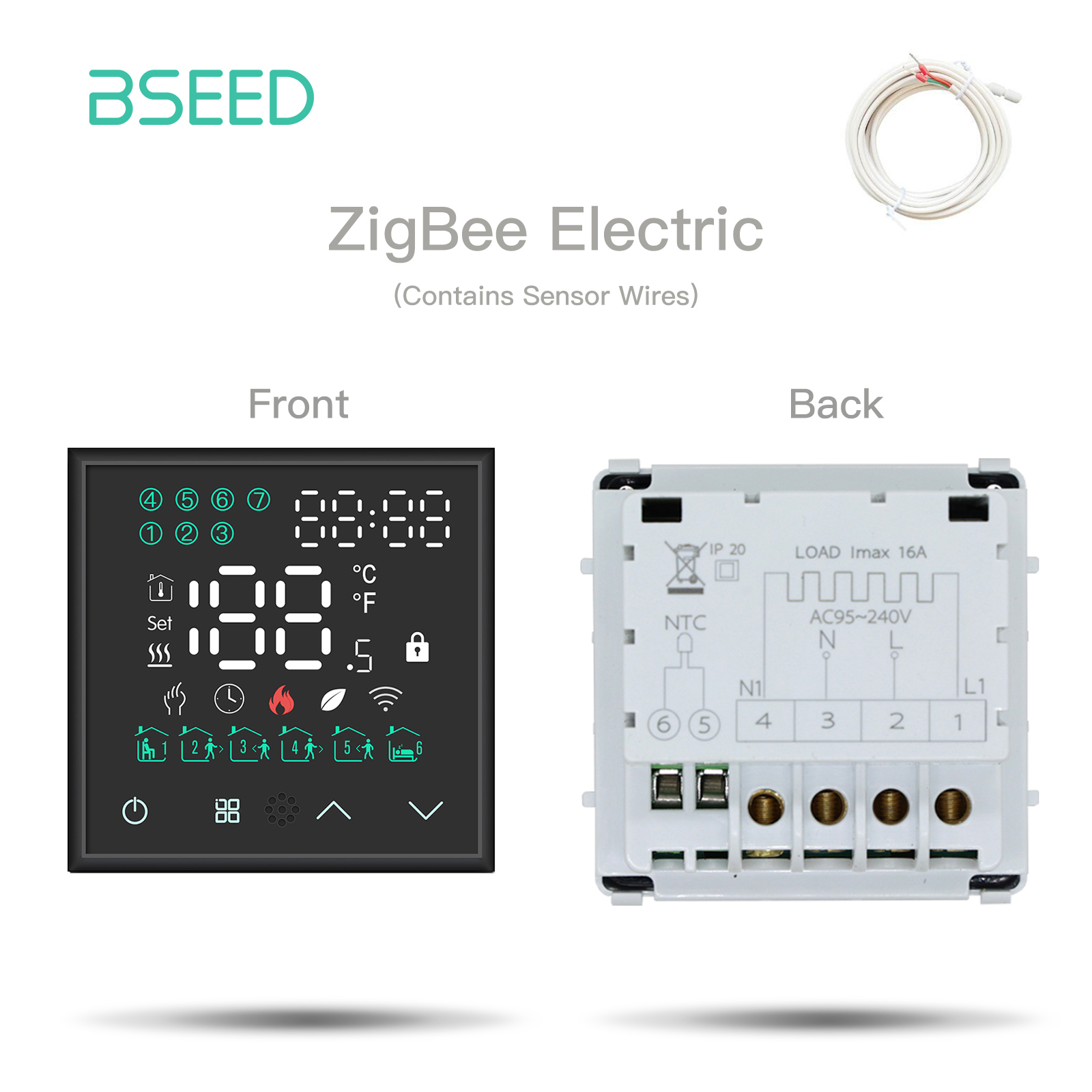 BSEED Touch Screen Electric Floor Heating Water Boiler Room Thermostat Module Part ZigBee Alexa Temperature Controller APP: Brown