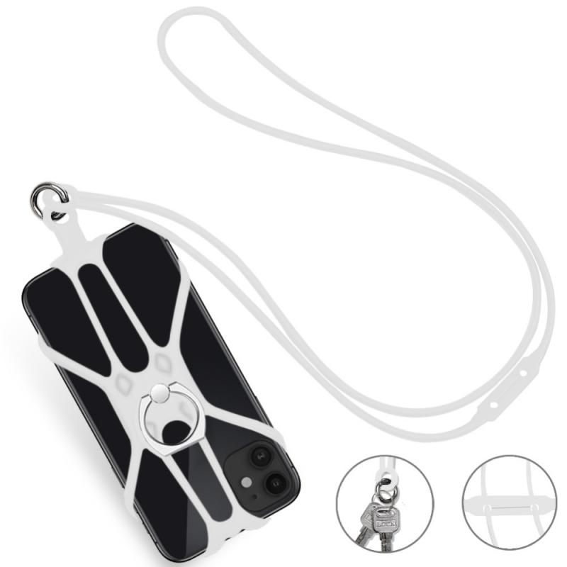 Siliconen Lanyard Universele Lanyard Mobiele Telefoon Neck Opknoping Touw Sling Voor Android Ios Mobiele Telefoon Bandjes: white