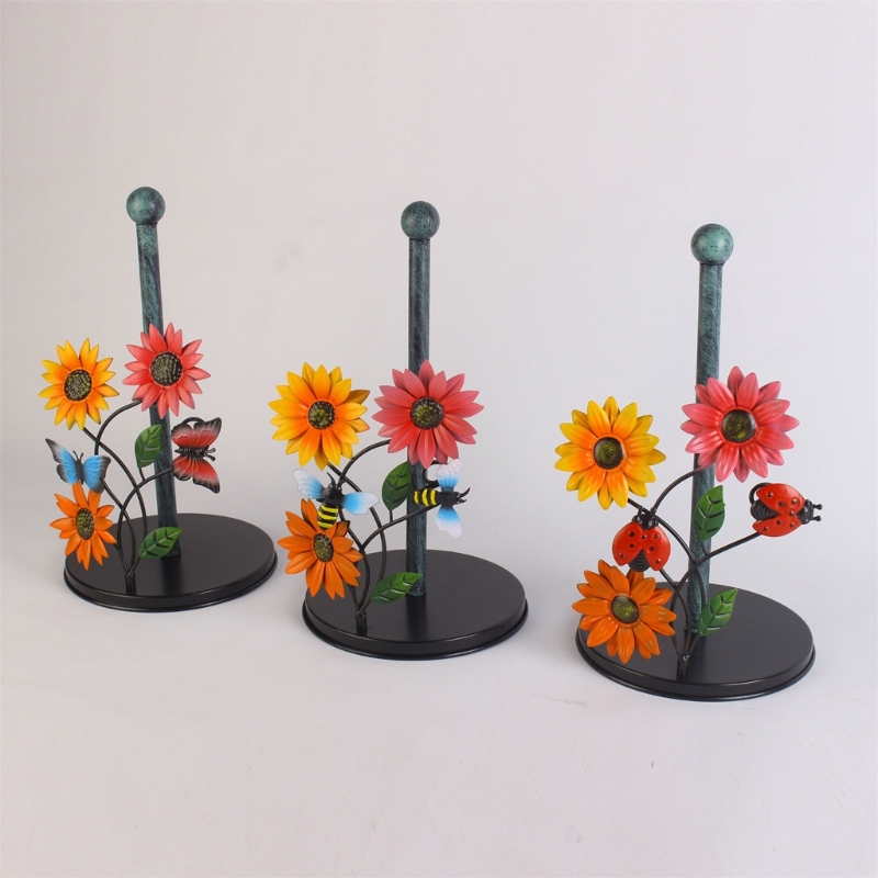 Countertop Paper Towel Holder Kitchen Roll Paper Stand Flowers Christmas Iron Napkin Stand Vertical Tissue Holder