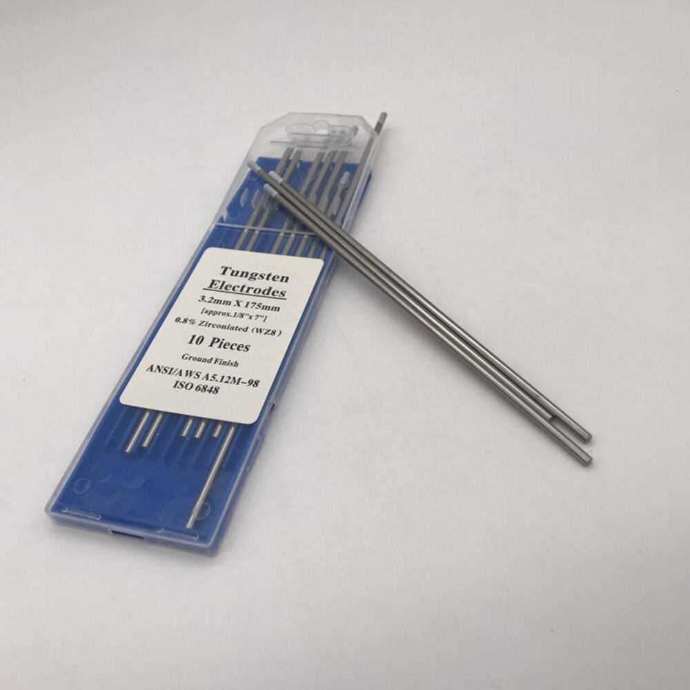 10pcs/1 Bag TIG Welding Tungsten Electrodes 0.8% Zirconiated WZ8 Tungsten Electrode Welding Rods (1.0MM x 150MM)