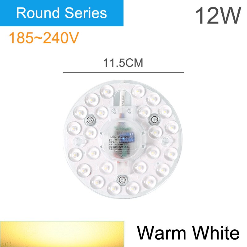 Kaguyahime AC 220 V Celling Lamp Lichtbron LED Light Panel 12 W 18 W 24 W Module Lamp LED ronde Plafond Buis Voor woonkamer: 12W Round Warm