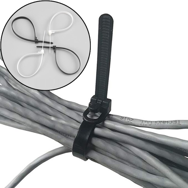 100pcs Nylon Reusable Cable Ties 8*150/5*200/8*300 Releasable Nylon May Loose Slipknot