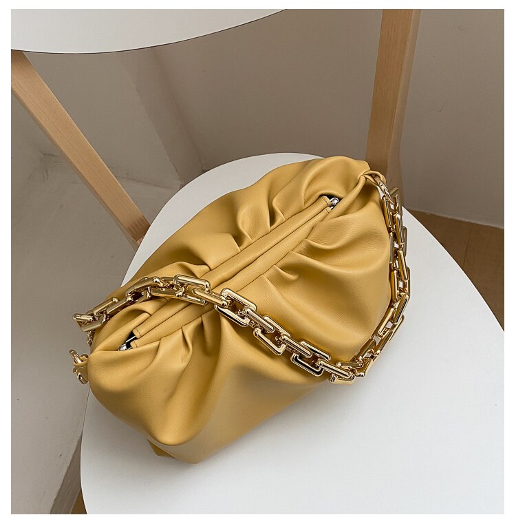 Bolso bandolera Hobos Cloud con cadena gruesa para mujer, Cartera de lujo, novedad,: YELLOW
