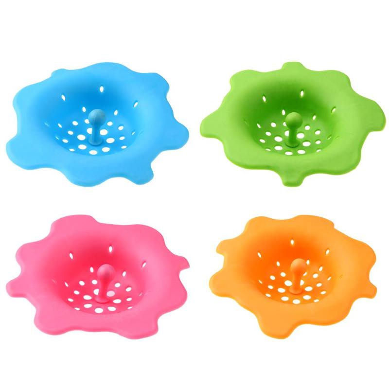Flower Petal Silicone Sewer Drain Cover Stopper Kitchen Sink Strainer Filter Silicone Kitchen Strainers Bathroom Gadgets