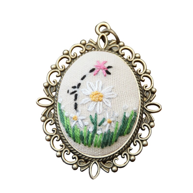 Beginner Embroidery Kit Hand Sewing Stitching Pendants Necklace DIY Cross Stitch Ornament Tool: 05