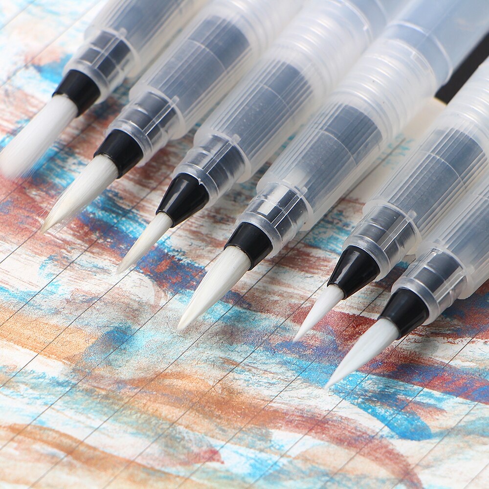 Rotuladores recargables de 3/6 uds, pincel de pintura con depósito de agua para acuarela, portátil, suave, para pintura, dibujo, suministros de arte