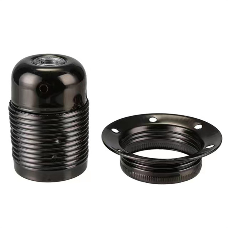 Vintage LED Lamp Holder E27 E26 DIY Industrial Pendant Light Bulb Base With Ring Retro Screw Socket Fitting Adapter Lampholder: Brown