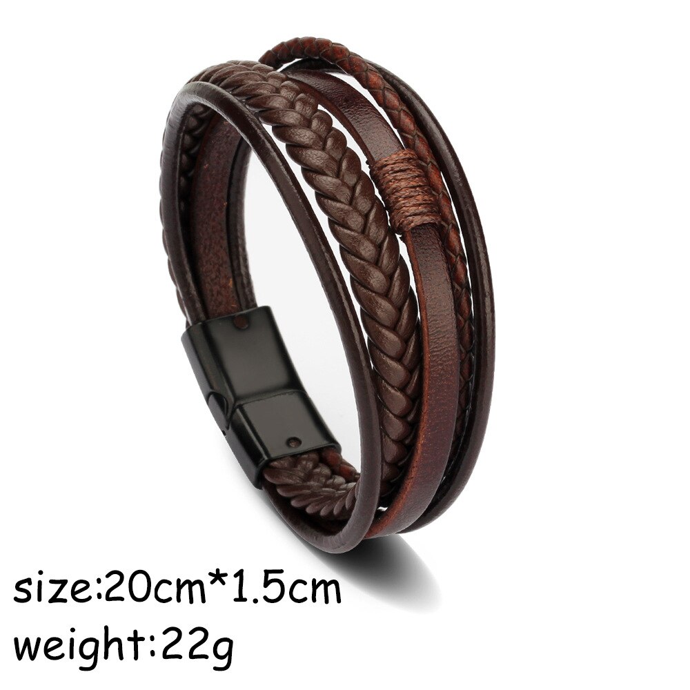 Bracciali da uomo In pelle intrecciata bracciale Heren In colore marrone nero con bracciale magnetico elegante per uomo braccialetto con ciondolo regalo