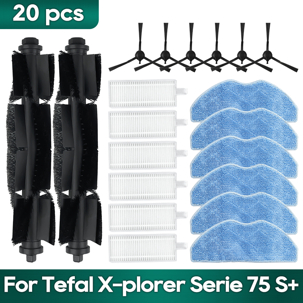 Fit For Tefal Rowenta X-plorer Serie 75S RR8577WH, 75S+ RG8597W / RR8587WH Accessories Brush Hepa Filter Mop Wipe Dust Bag: plum