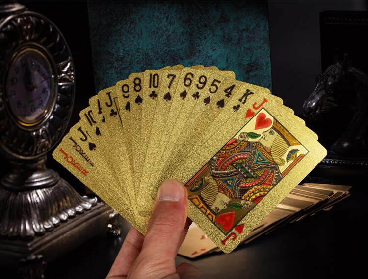 Plastik 24k guld spillekort spil dæk guldfolie poker sæt plast vandtæt magiske spillekort