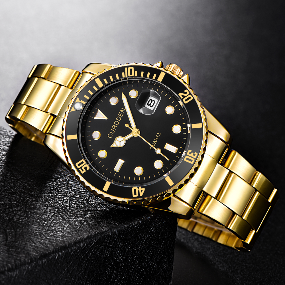 1 ud./lote, relojes de CURDDEN de para Hombre, Reloj de cuarzo con fecha de acero inoxidable a la para Hombre, Reloj de pulsera grande para Hombre Grande