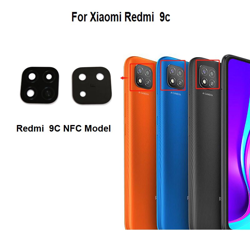 Back Glas Voor Xiaomi Redmi 9C Rear Camera Lens Met Lijm Sticker Adhesive Nfc Global Model