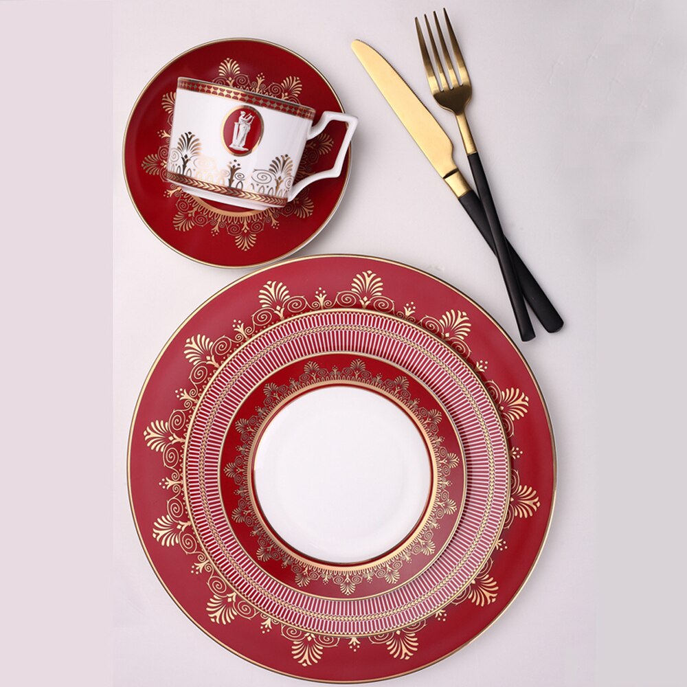 high-end ceramic tableware western food plate model room bone china steak plate home tableware set Steak cake plate