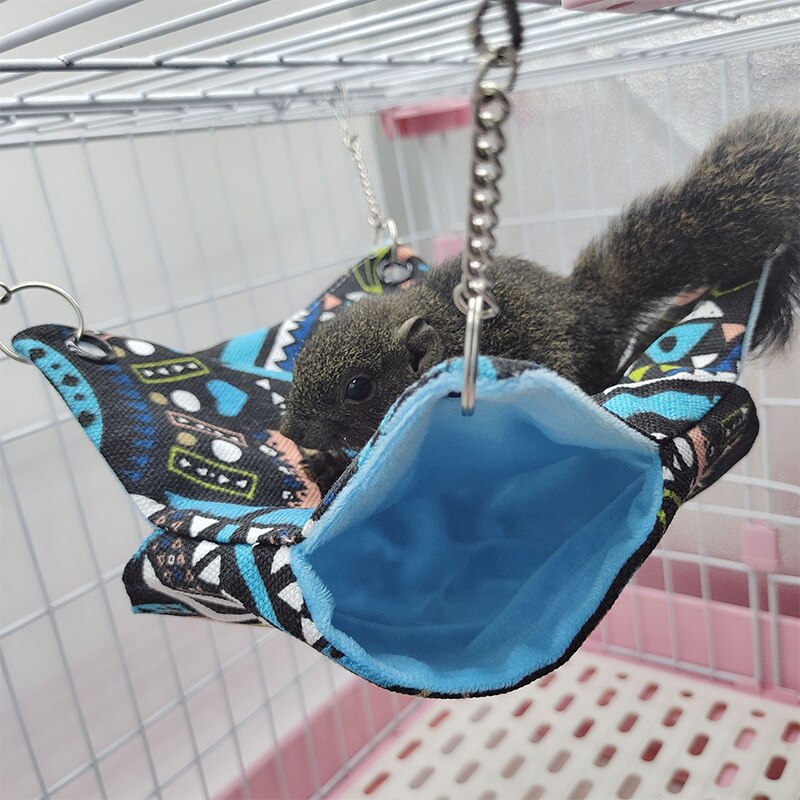 Hamac Pour Rats Petit Animal De Compagnie Double Toile Été Hamac Chaîne Anti-Morsure Sac De Couchage Pour Hamster Volant Écureuil Rat Maisons
