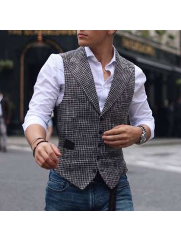 Jakkesæt veste veste mænd plaid veste vintage mænd smoking vest chaleco formel hombre ropa caballero hombre blazer: Samme foto / 4xl