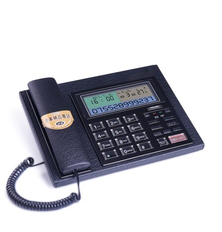 Vaste telefoon van leer, basistype, thuis, zakelijk, kantoor, vaste lijn, handsfree bellen, rapportnummer, vaste telefoon van leer voor thuis