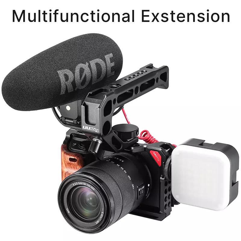 UURig metalowa klatka Obudowa dla Sony A6400 A6300 A6100 A650 z drewnianą rączką zimne buty 1/4 śruba 3/8 śruba robić mikrofonu doprowadziło światło