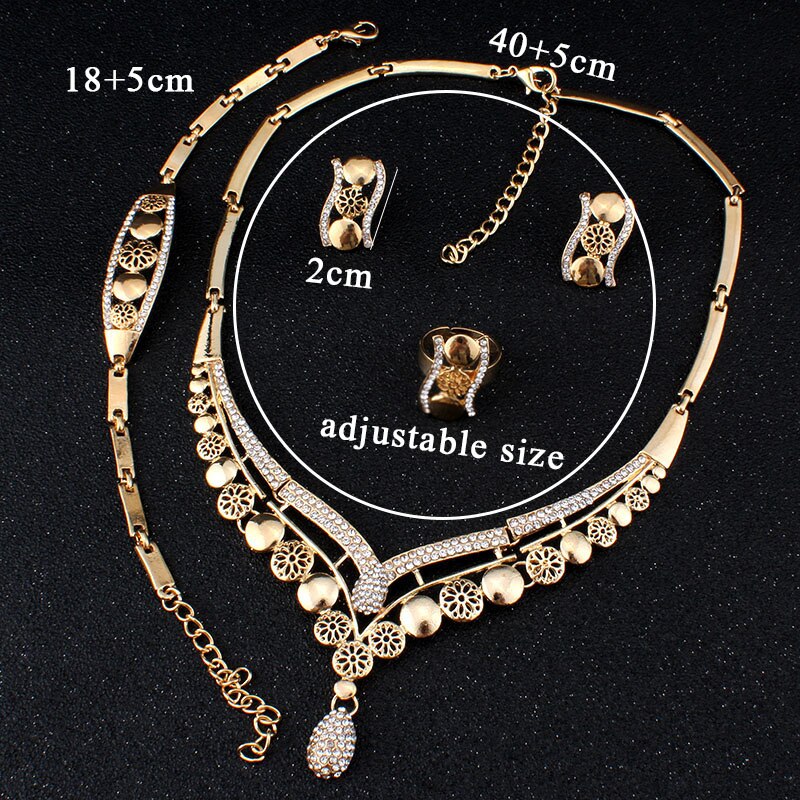 Jiayijiaduo Afrikanen Kralen Set van Sieraden Voor Vrouwen Oorbellen Ketting Armband Ring Bruiloft Set Goud-kleur Crystal wedding sets