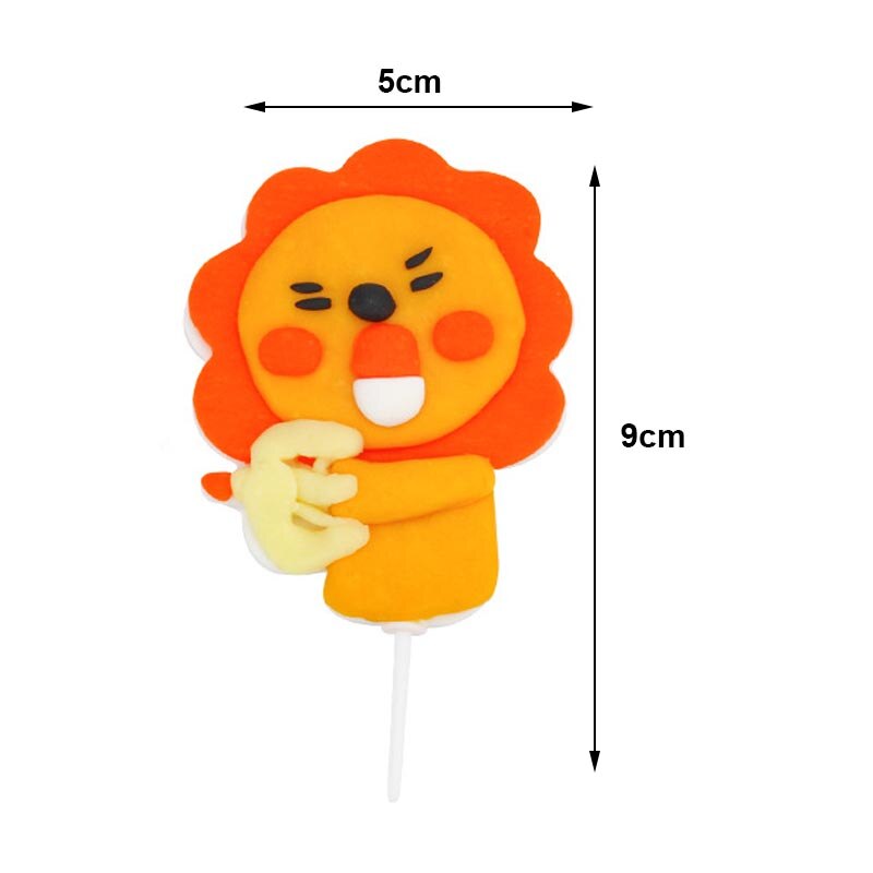 Cute Cartoon Animal Cake Topper Lion panda elephant jungle Cupcake Topper For Festive Farm Birthday Party Dessert Decor