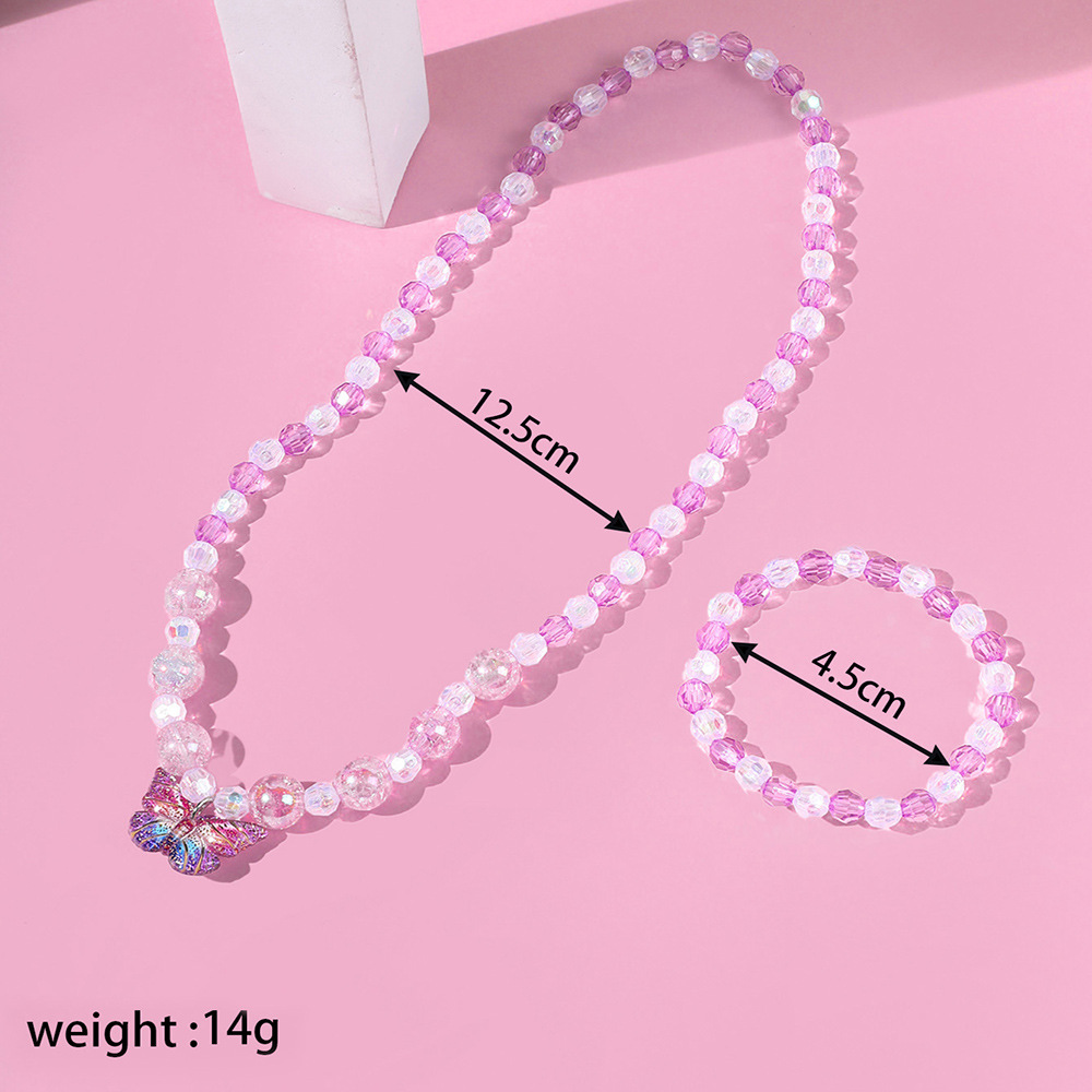Conjunto de pulsera y collar dulce para niños, collar con cuentas coloridas de caramelo para niñas, joyería DIY al por mayor