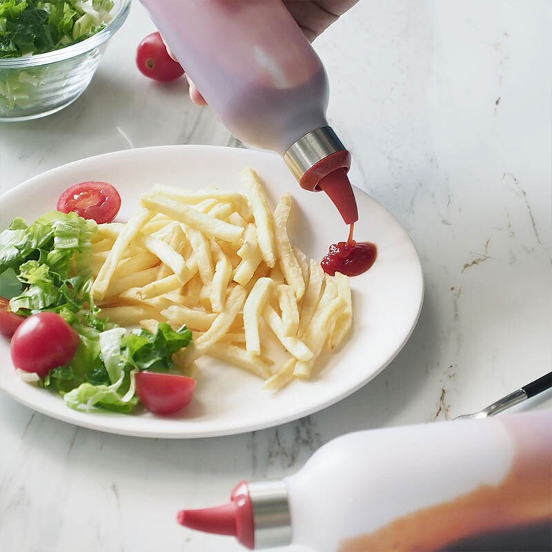 Eddik olje ketchup sennep bærbart matlagingsverktøy bbq grillverktøy plast lekkasjerte krydderflasker dispenser klemflaske
