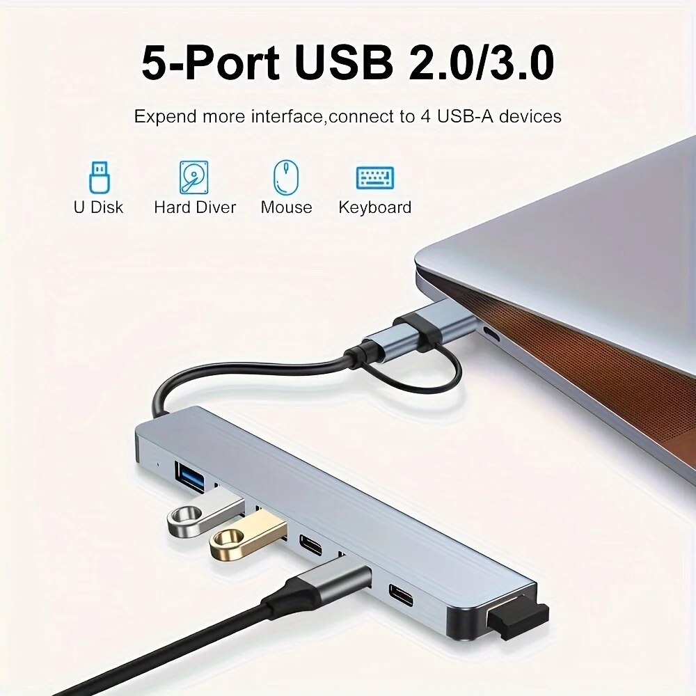 1 To 2 USB Hub USB 3.0 Hub Splitter - 1 To 2 Port Adapter For Laptop