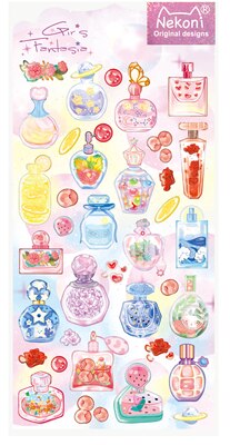 Cute Girls Style Epoxy Aesthetic Stickers Scrapbooking Material Junk Journal Photo Album Planner Diary Laptop Deco Sticker: perfume