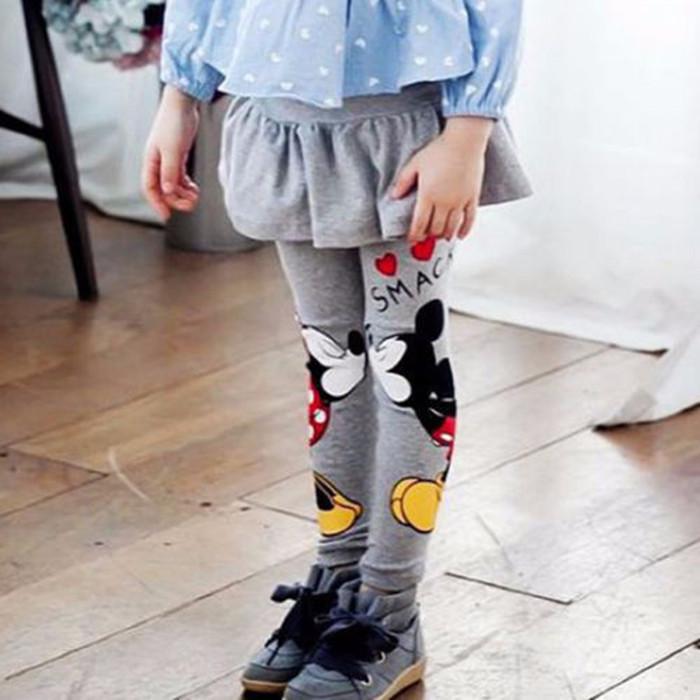 Kids Baby Girls Leggings Cartoon Printed Long Bottoming Baby Knit Legging Slim Skirts Pants Children Clothes Girls Leggings: grey / 100