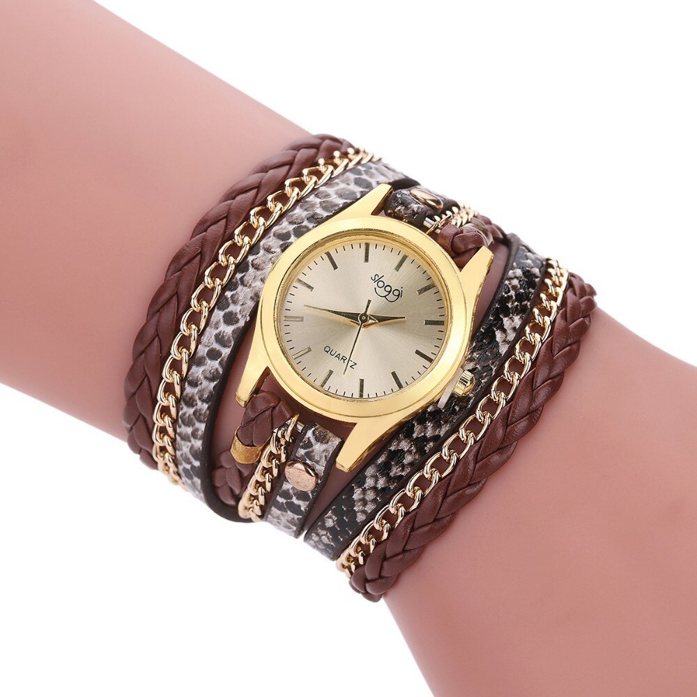 de luxe en cuir montre à Quartz femmes dames décontracté Bracelet montre-Bracelet horloge relogio feminino léopard tressé femme