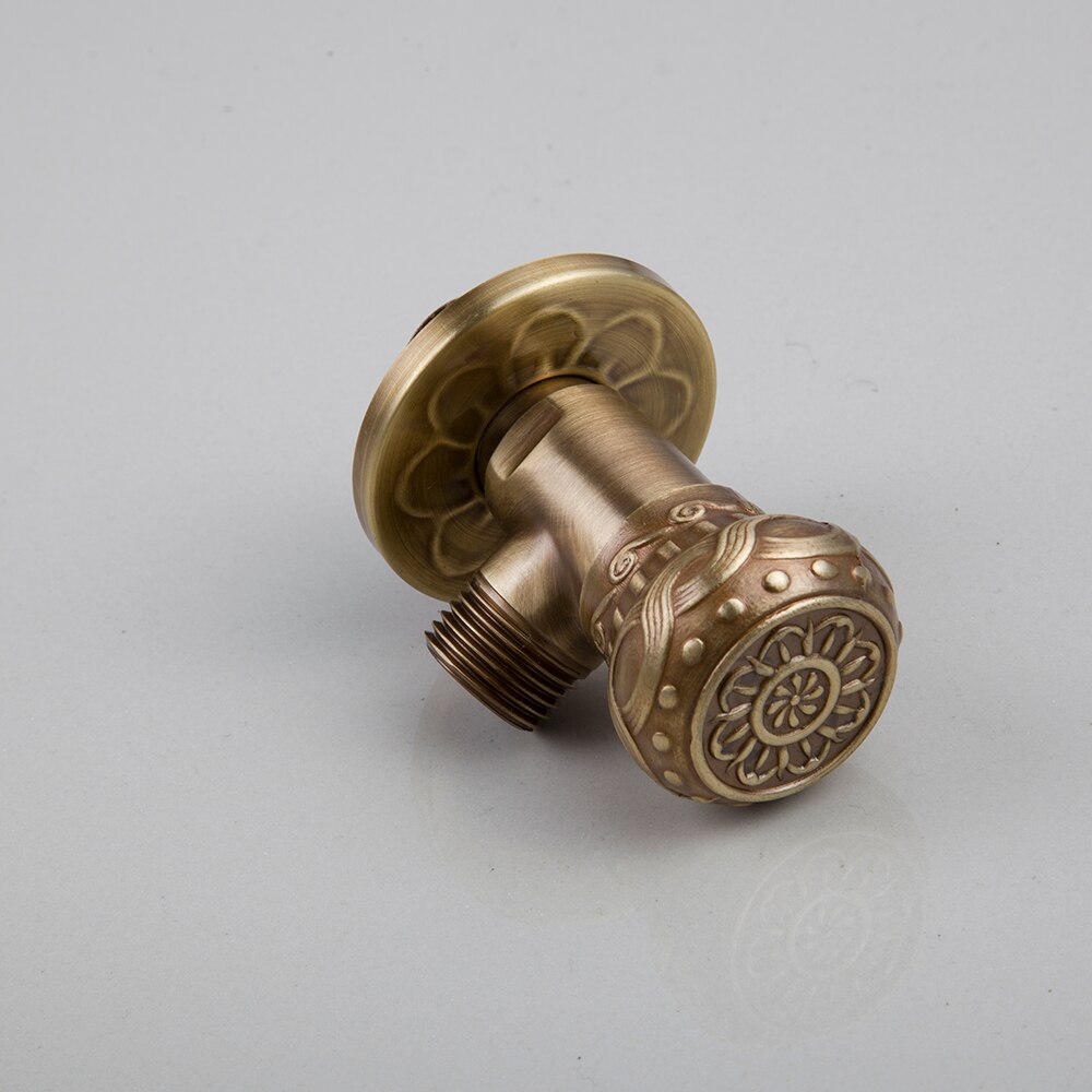 JIENI Solid Brass Antique Brass Bathroom Control Valve Angle Stop Valve 1/2 Male Thread Water Outlet Faucet Accessories