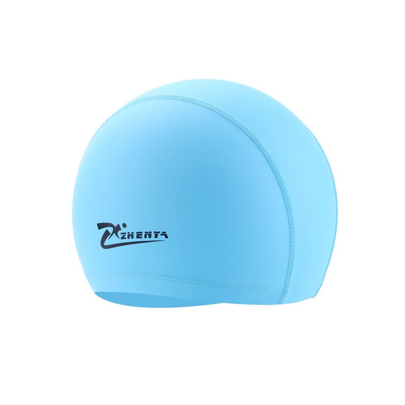 Gorros de natación elásticos impermeables para adultos y niños, de PU, con protección para la oreja, de pelo largo, para deportes de piscina, equipo de buceo: Sky Blue