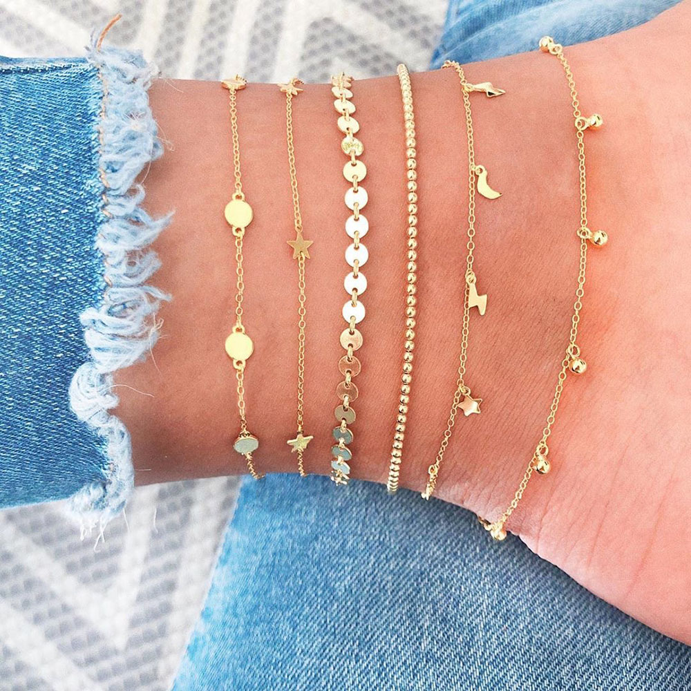 Yobest 6pz Braccialetto di Caviglia impostato Boho Della Boemia Dei Monili Catene D'oro infinito rotonda Braccialetti con Ciondoli per Le Donne Calzino Del Piede