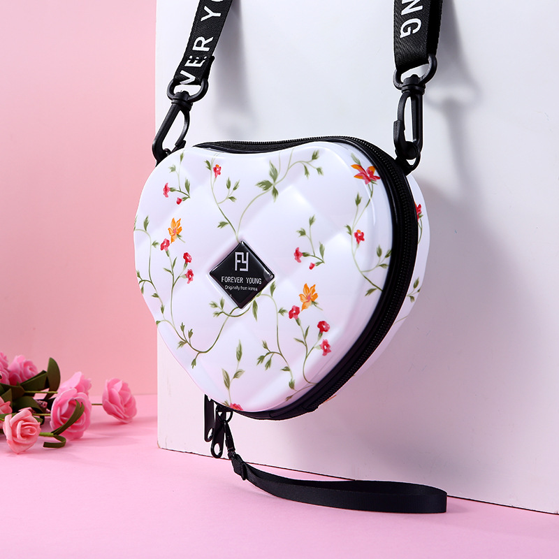 Luxury HandBags Heart Shaped PVC Mini Shoulder Bag for Woman Personality Small Box Women Purses: Flower