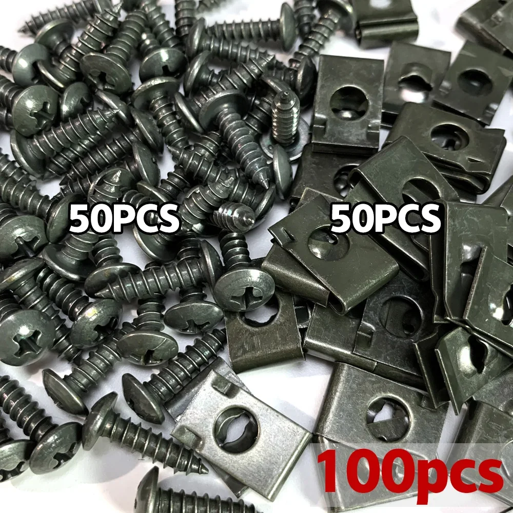 Clip de sujeción para coche, , herramienta de Clip de tornillo de Metal tipo U para bandeja inferior de motor, protector contra salpicaduras, tornillo de parachoques, accesorios para coche